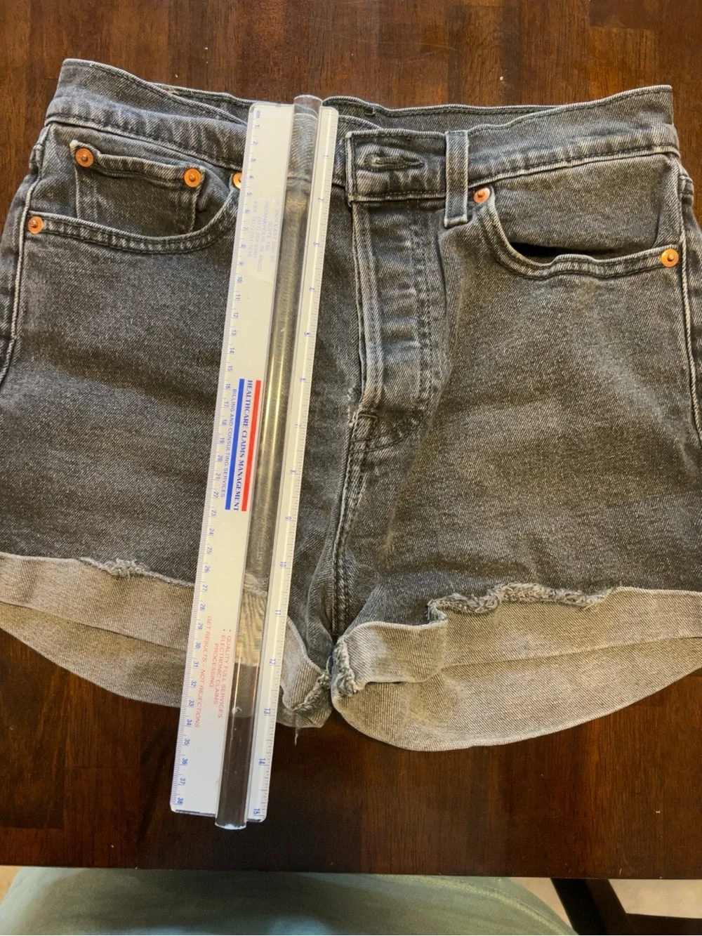Levi’s 501 Original Button Fly Denim Shorts Blackish Gray Women’s Size 29 Cuffed